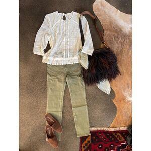 Sandrine Rose X Free People Olive green denim Size 25